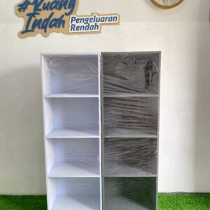 Rak buku single minimalis kayu MDF finishing cat halus Rak buku single serbaguna untuk penataan ruangan estetik Rak buku kayu MDF minimalis untuk ruangan kecil dan modern Rak buku single minimalis fleksibel dan ringan untuk rumah Rak buku MDF estetik single untuk koleksi buku rapi